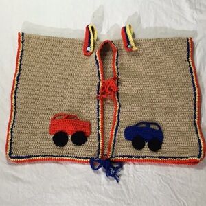 Handmade Kids Crochet Car Vest - Red and Blue